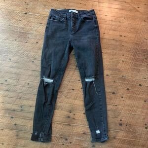 Kancan signature Curvy mid-rise ankle skinny distressed black jeans